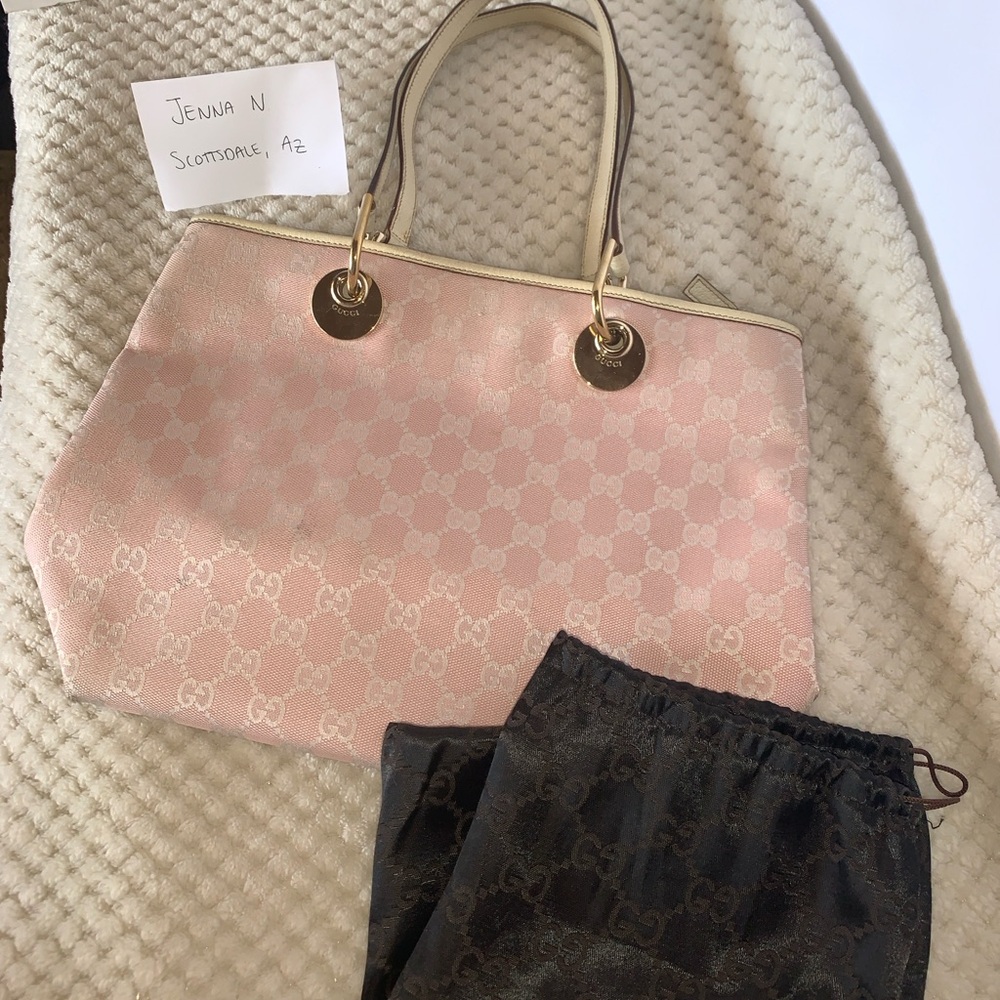 Gucci Pink and Cream Tote Bag